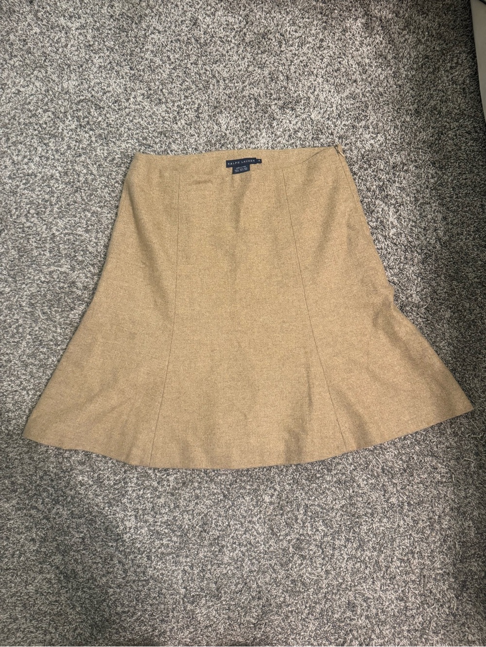 Ralph Lauren Blue Label Wool Herringbone Skirt Size 4 Silk Lined